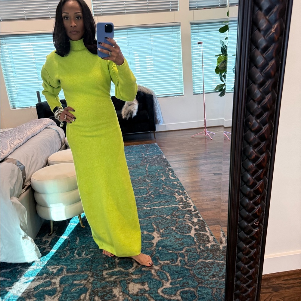 Elegant Zara Lime Green Maxi Dress